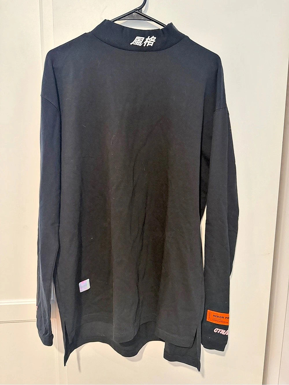 Heron Preston Style Mock Neck Long Sleeve T-Shirt Long Sleeve Mock Neck Tee